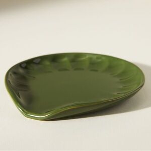 Anthropologie Latte Amelie Stoneware Spoon Rest Green Fern